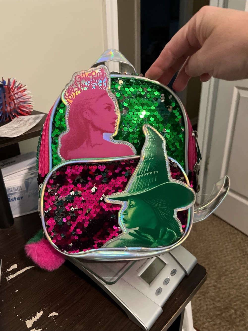 Sequin Reversible Witch & Princess Mini Backpack - Green & Pink